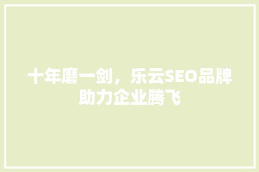 十年磨一剑，乐云SEO品牌助力企业腾飞