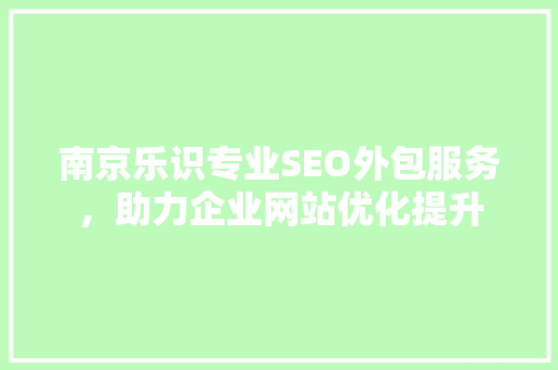 南京乐识专业SEO外包服务，助力企业网站优化提升