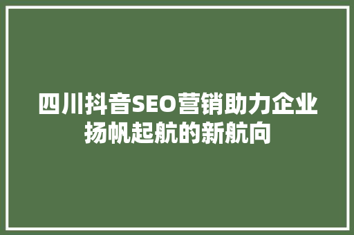 四川抖音SEO营销助力企业扬帆起航的新航向  第1张