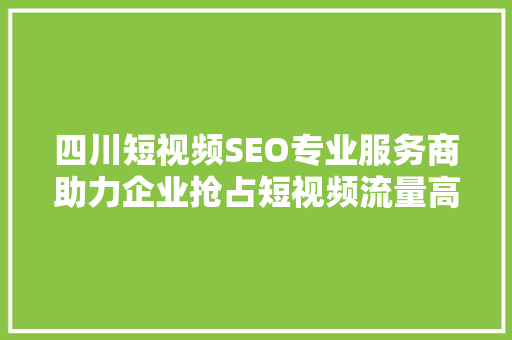 四川短视频SEO专业服务商助力企业抢占短视频流量高地