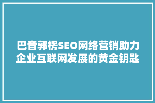 巴音郭楞SEO网络营销助力企业互联网发展的黄金钥匙