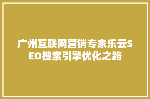 广州互联网营销专家乐云SEO搜索引擎优化之路