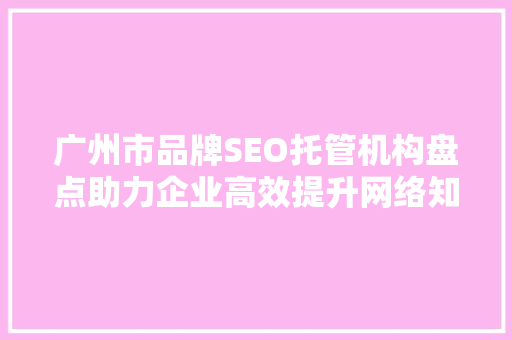 广州市品牌SEO托管机构盘点助力企业高效提升网络知名度