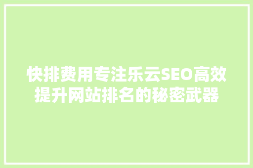 快排费用专注乐云SEO高效提升网站排名的秘密武器