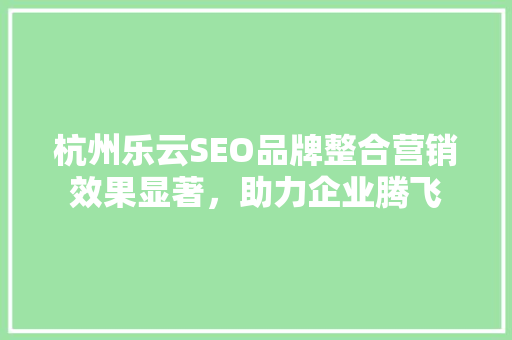 杭州乐云SEO品牌整合营销效果显著，助力企业腾飞  第1张