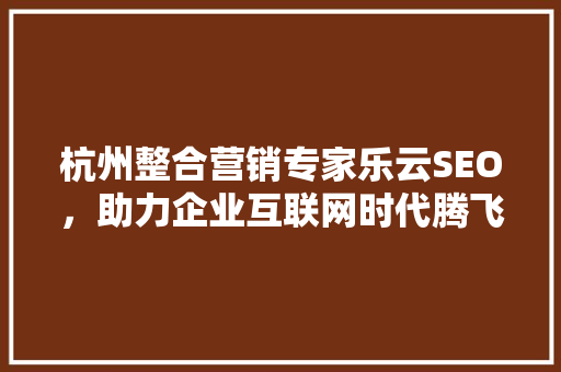 杭州整合营销专家乐云SEO，助力企业互联网时代腾飞