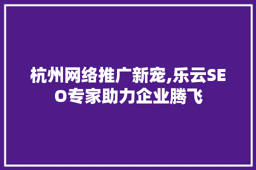 杭州网络推广新宠,乐云SEO专家助力企业腾飞