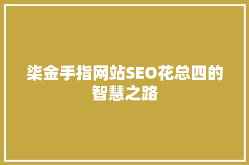 柒金手指网站SEO花总四的智慧之路