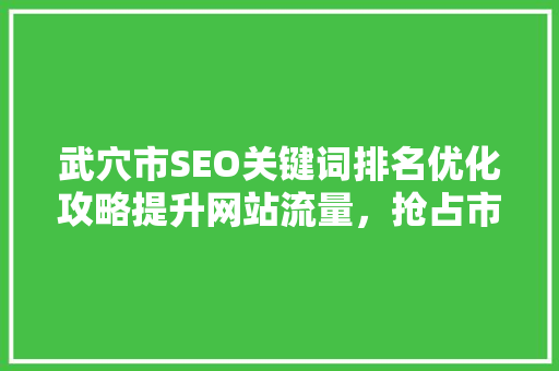 武穴市SEO关键词排名优化攻略提升网站流量，抢占市场先机