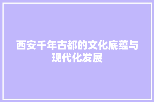 西安千年古都的文化底蕴与现代化发展