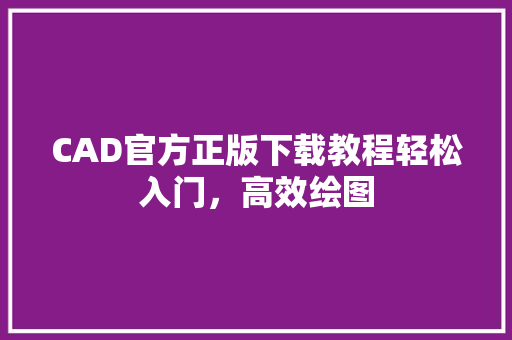 CAD官方正版下载教程轻松入门，高效绘图