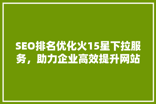 SEO排名优化火15星下拉服务，助力企业高效提升网站排名