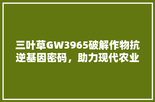 三叶草GW3965破解作物抗逆基因密码，助力现代农业发展