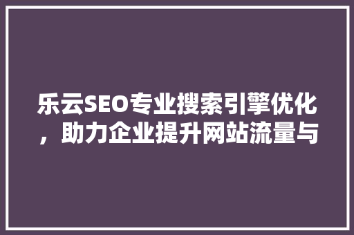 乐云SEO专业搜索引擎优化，助力企业提升网站流量与品牌影响力