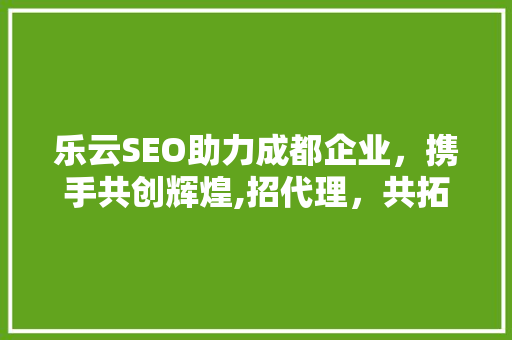 乐云SEO助力成都企业，携手共创辉煌,招代理，共拓市场新篇章