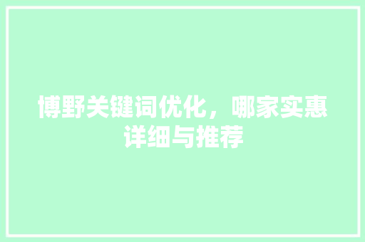 博野关键词优化，哪家实惠详细与推荐