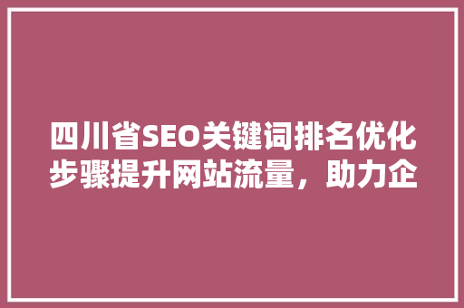 四川省SEO关键词排名优化步骤提升网站流量，助力企业腾飞
