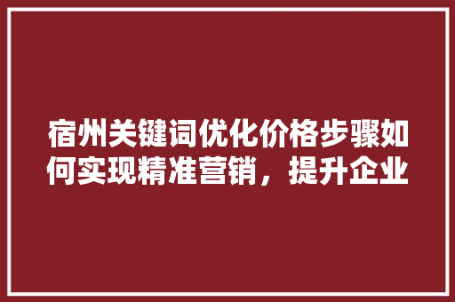 宿州关键词优化价格步骤如何实现精准营销，提升企业竞争力