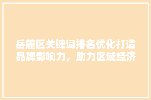 岳麓区关键词排名优化打造品牌影响力，助力区域经济发展