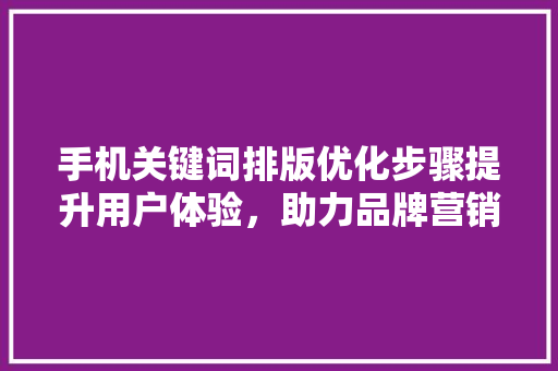 手机关键词排版优化步骤提升用户体验，助力品牌营销