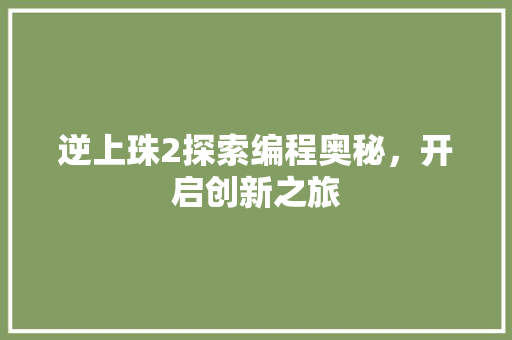 逆上珠2探索编程奥秘，开启创新之旅