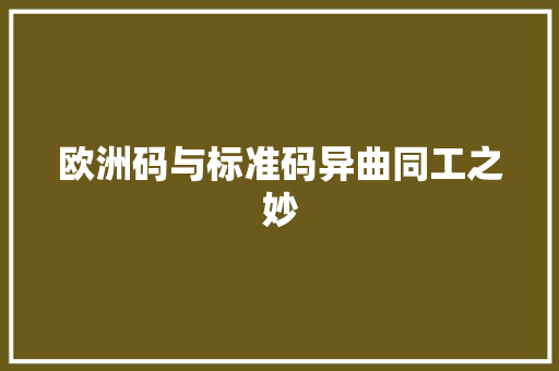 欧洲码与标准码异曲同工之妙