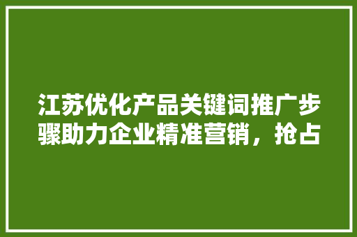 江苏优化产品关键词推广步骤助力企业精准营销，抢占市场先机