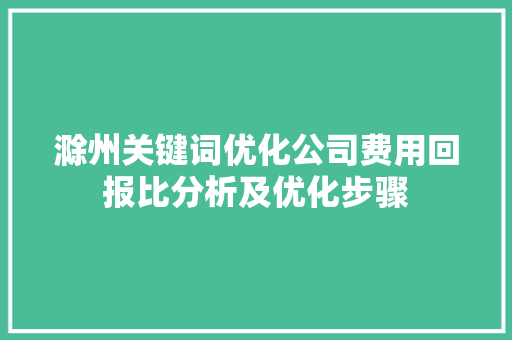 滁州关键词优化公司费用回报比分析及优化步骤
