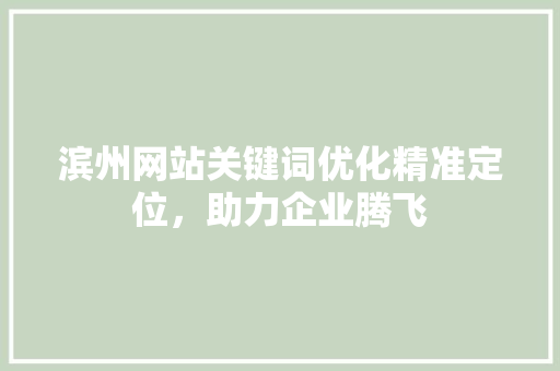 滨州网站关键词优化精准定位，助力企业腾飞