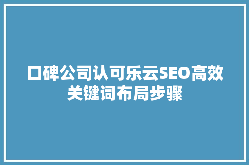 口碑公司认可乐云SEO高效关键词布局步骤