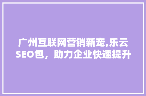 广州互联网营销新宠,乐云SEO包，助力企业快速提升网站排名