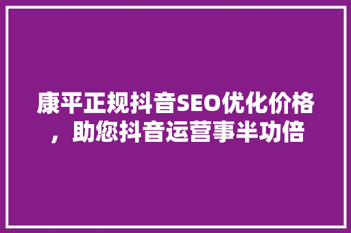 康平正规抖音SEO优化价格，助您抖音运营事半功倍  第1张