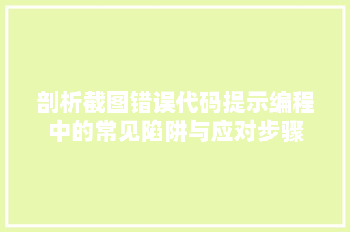 剖析截图错误代码提示编程中的常见陷阱与应对步骤