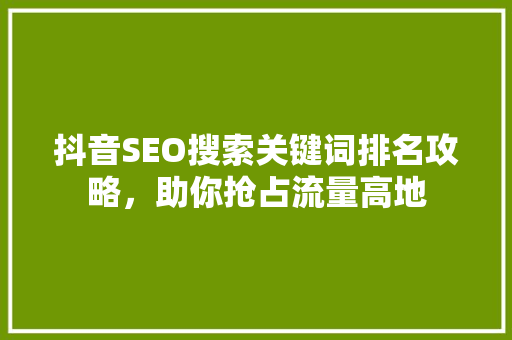 抖音SEO搜索关键词排名攻略，助你抢占流量高地