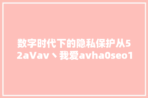 数字时代下的隐私保护从52aVav丶我爱avha0seo1事件看个人信息安全