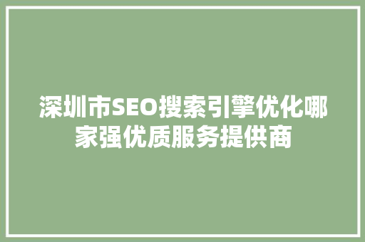 深圳市SEO搜索引擎优化哪家强优质服务提供商