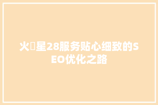 火乚星28服务贴心细致的SEO优化之路