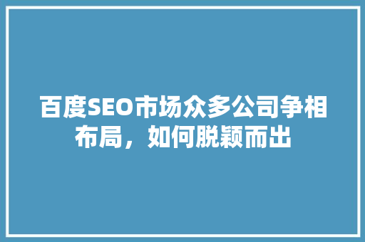 百度SEO市场众多公司争相布局，如何脱颖而出