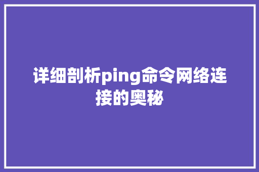 详细剖析ping命令网络连接的奥秘