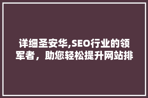 详细圣安华,SEO行业的领军者，助您轻松提升网站排名