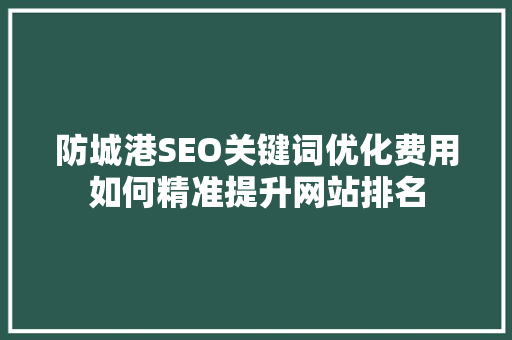 防城港SEO关键词优化费用如何精准提升网站排名