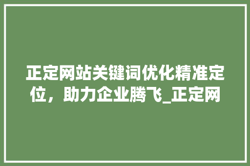 正定网站关键词优化精准定位，助力企业腾飞_正定网站关键词优化价格