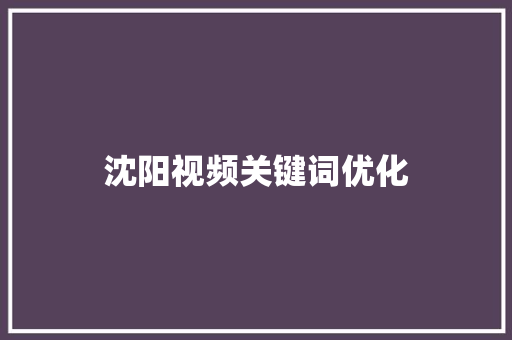 沈阳视频关键词优化