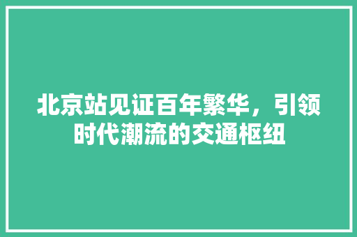 北京站见证百年繁华，引领时代潮流的交通枢纽