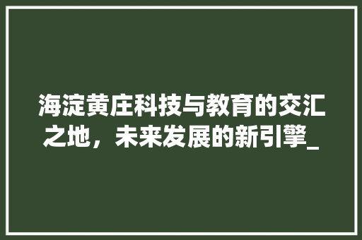 海淀黄庄科技与教育的交汇之地，未来发展的新引擎_海淀黄庄关键词推广优化