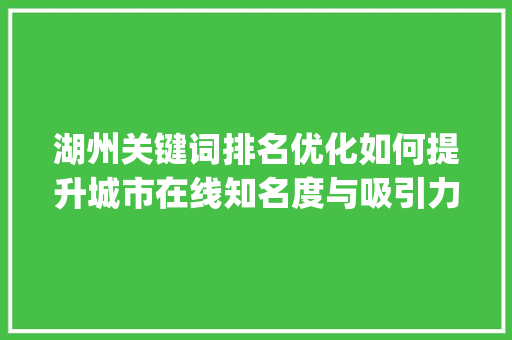 湖州关键词排名优化如何提升城市在线知名度与吸引力_湖州关键词排名优化