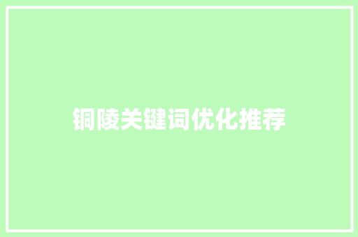 铜陵关键词优化推荐