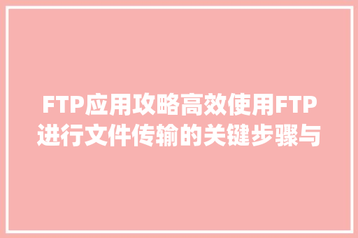 FTP应用攻略高效使用FTP进行文件传输的关键步骤与优化方法_怎么使用ftp做关键词优化  第1张