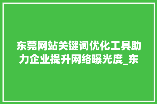 东莞网站关键词优化工具助力企业提升网络曝光度_东莞网站关键词优化工具