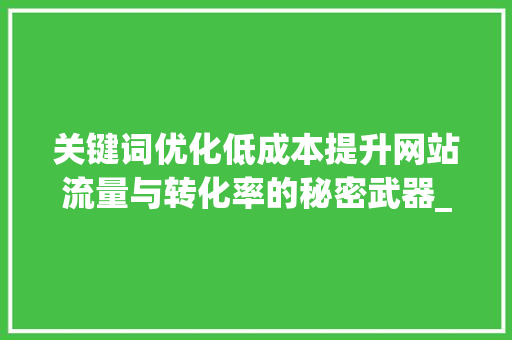 关键词优化低成本提升网站流量与转化率的秘密武器_专业的关键词优化不烧钱
